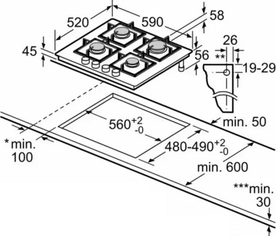 Газовая панель Bosch PPH6A6I10- фото2