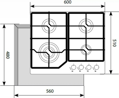 Газовая варочная панель Lex GVG 6040-1 IV Light / CHAO000349- фото2