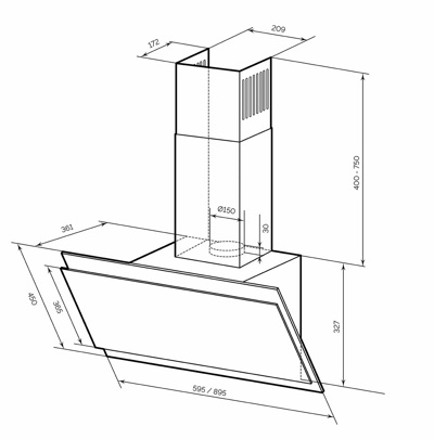 Кухонная вытяжка LEX Furia 900 (белый)- фото4