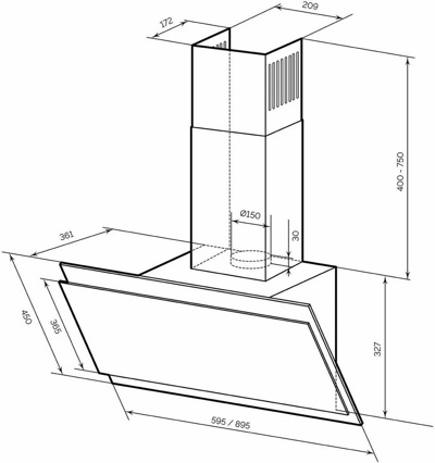 Кухонная вытяжка LEX Furia 900 (черный)- фото4