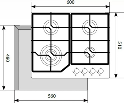 Газовая варочная панель Lex GVG 640-1 IV / CHAO000325- фото2