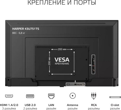 Телевизор Harper 43U751TS- фото2