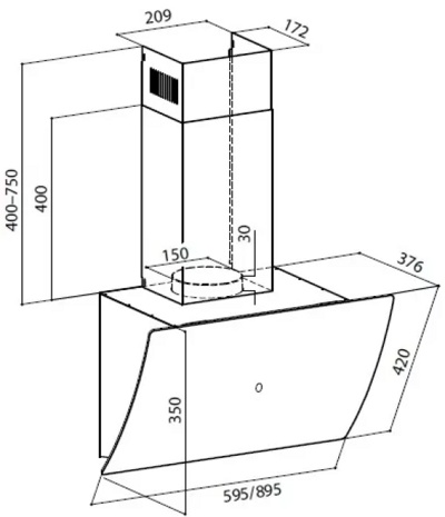 Вытяжка LEX Plaza GS 600 Белый- фото3