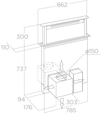 Кухонная вытяжка Elica Getup BL Mat/A/90- фото2
