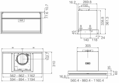 Кухонная вытяжка Elica Boxin LX/BL MAT/A/120- фото2
